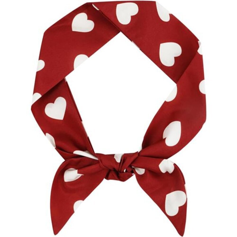New Festival White Heart Pattern Skinny Scarf for Women Necktie Hairband Purse